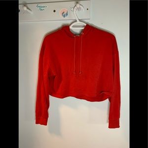 Red cropped hoodie